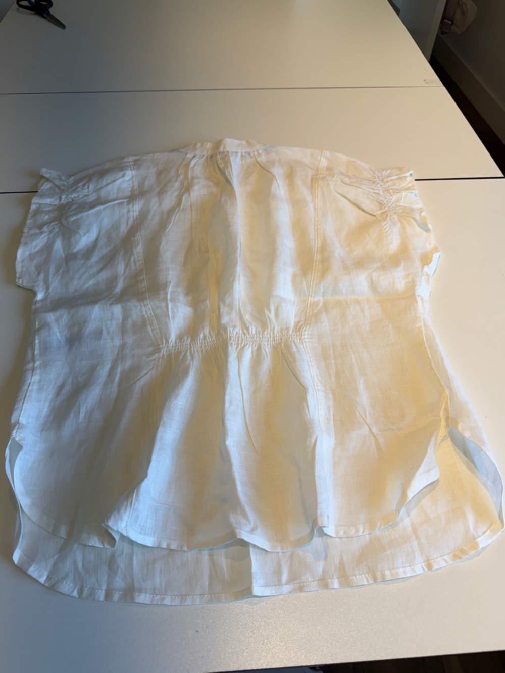 Pilcro White Short-Sleeve Linen Blouse - Picture 3 of 3